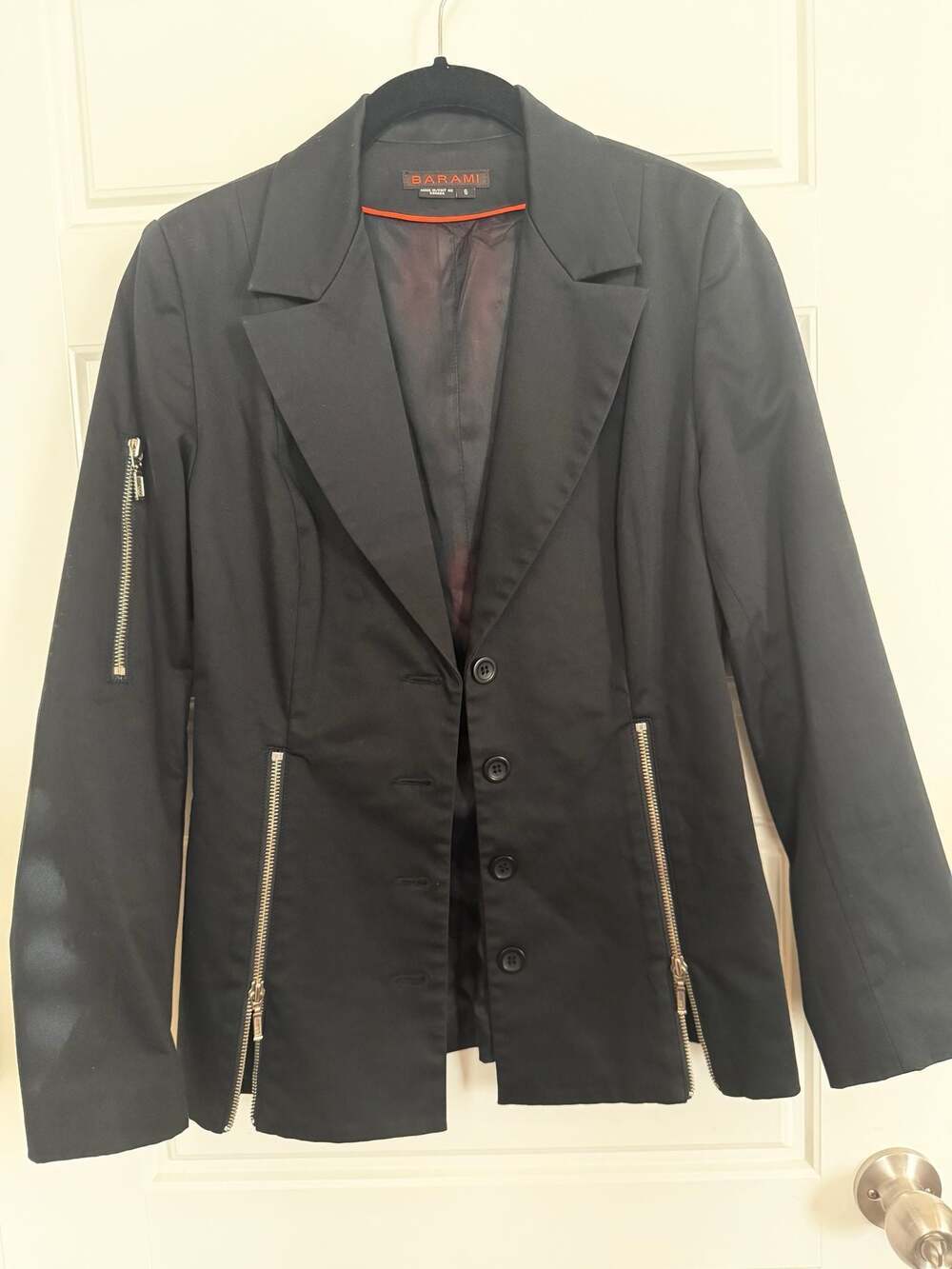 Barami Black Zipper Blazer Office Siren Dark Feminine Tailored Jacket Size 6 - Picture 3 of 7